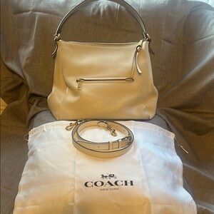 Coach Cream Leather Structured Shoulder Bag